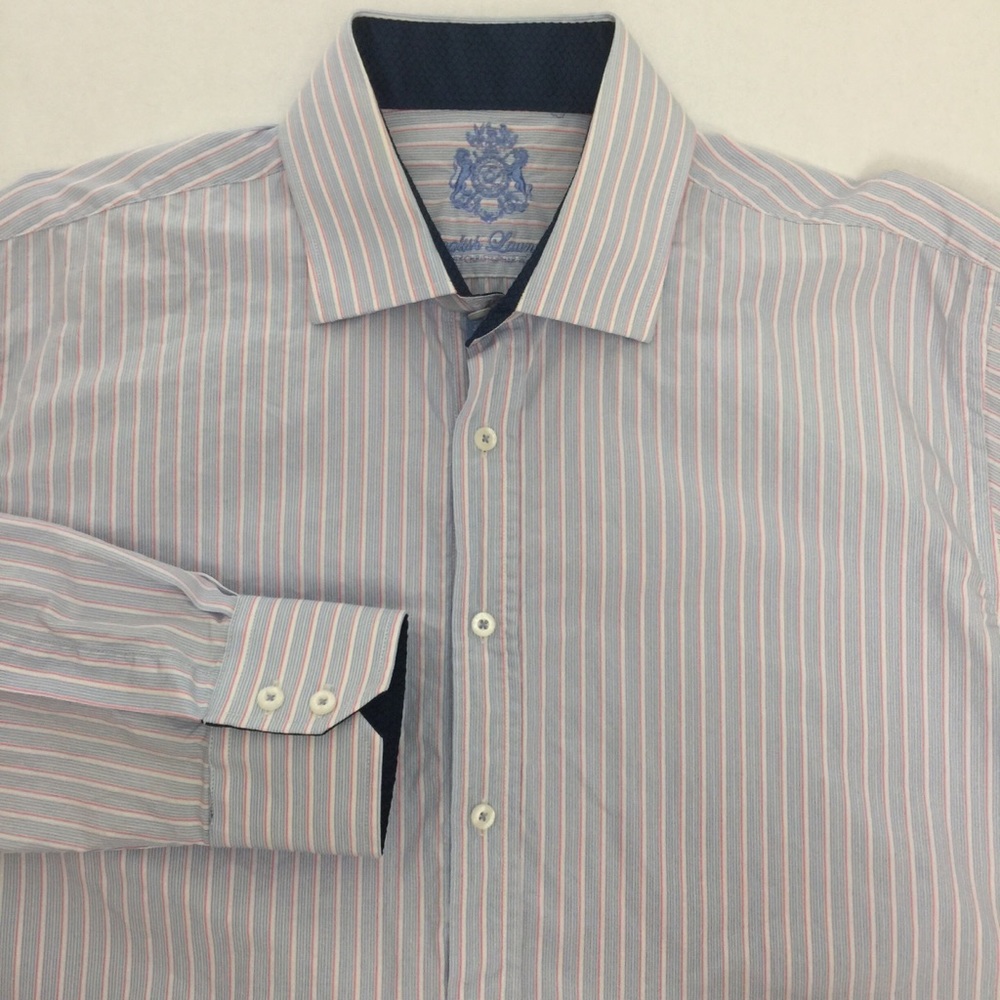 English Laundry Long Sleeve Stripe Dress Shirt U37